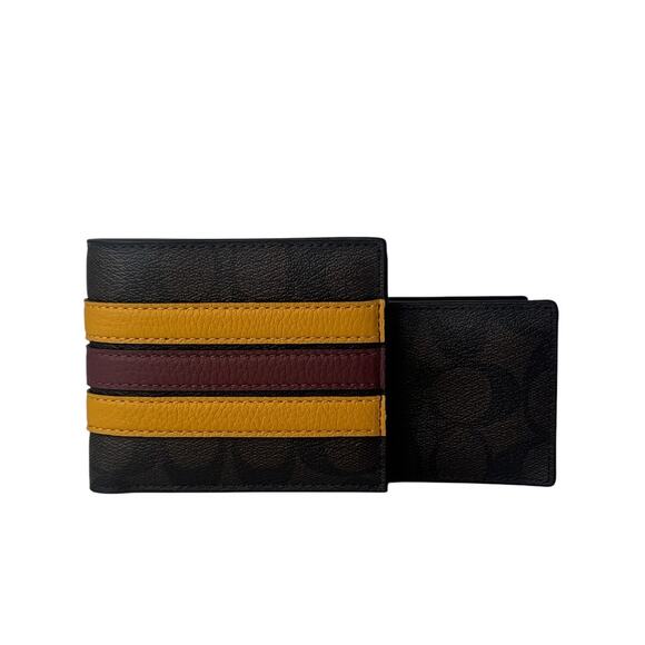 Coach Wallet In Signature Canvas With Varsity Stripe - Picture 1 of 9